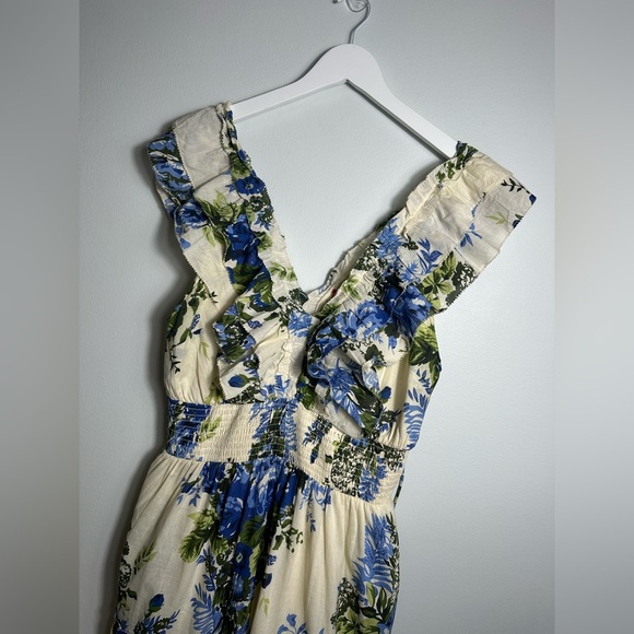 Caroline Constas Floral Cotton Ruffle Maxi Dress Size Large - Picture 9 of 16